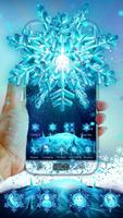 3D Frozen Snowflake Winter theme Affiche