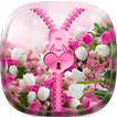 Pink flower Zipper Lock Screen