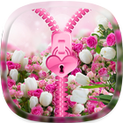 Pink flower Zipper Lock Screen icône