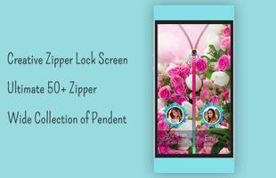 Pink flower Zipper Lock Screen capture d'écran 3