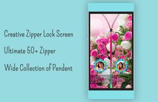 Pink flower Zipper Lock Screen screenshot 3