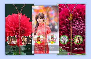 Red Dahlia Zipper Lock Screen Plakat