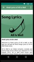 Hindi Lyrics of All Is Well screenshot 1