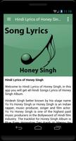 Hindi Lyrics of Honey Singh capture d'écran 1