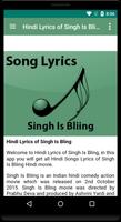 Hindi Lyrics of Singh Is Bling screenshot 1