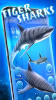 Thème des requins tigre en 3D Affiche