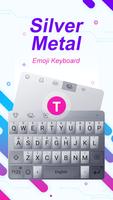 Silver Metal Theme&Emoji Keyboard الملصق