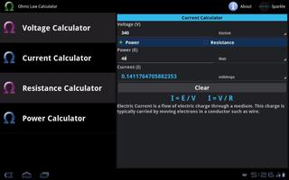 Ohms Law Calculator Tablet capture d'écran 2