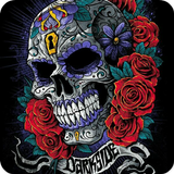 Skull deceitful flowers icon