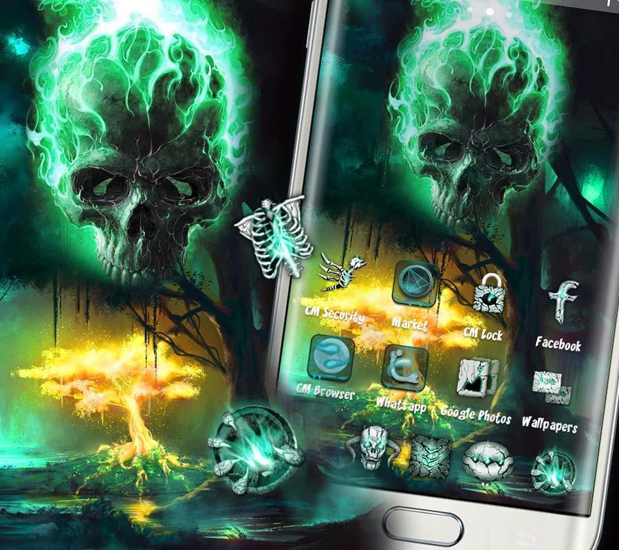 Descarga de APK de Tema de cráneo de fuego verde para Android Descarga de APK de Tema de cráneo de fuego verde para Android