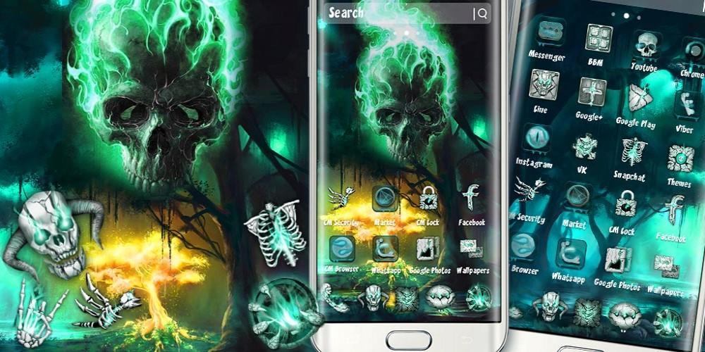 Tema De Cráneo De Fuego Verde For Android Apk Download - fantastic flamin studios roblox