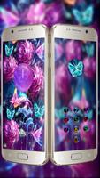 neon skull butterfly theme Plakat