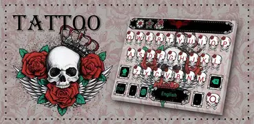 Teclado del tatuaje del cráneo