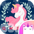 Sparkle Star Pink Unicorn Keyboard Theme for Girls