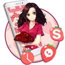 Cute Strawberry Girl Theme APK
