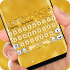Super sparkling golden metal icon