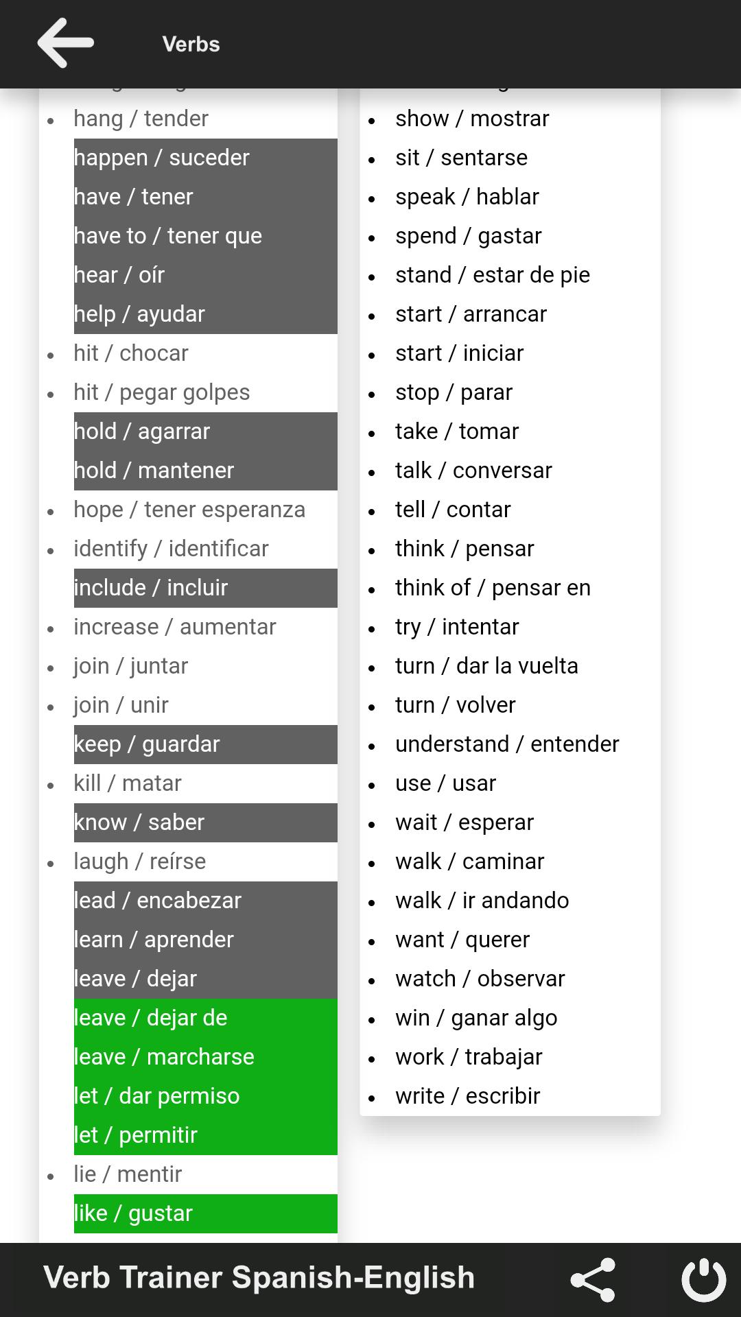 Verb Trainer English-Spanish für Android - APK herunterladen