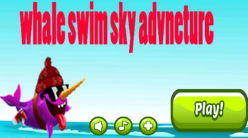 happy whale swim sky Affiche