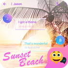 Sunset Beach Emoji Panda SMS Theme آئیکن