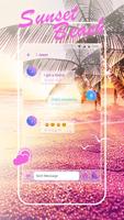 Sunset Beach Emoji Panda SMS Theme Affiche