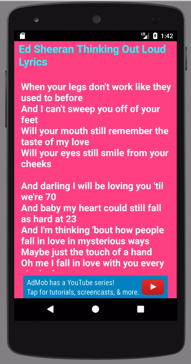 Printable Lyrics Thinking Out Loud