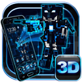 3D Neon Pixel Robot War Theme