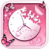 Pink Butterfly Clock Live Wallpaper