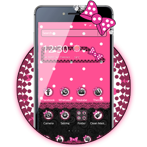 ピンクのボウのかわいいテーマ