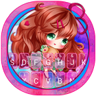 Cute Watercolor Girl Keyboard Theme ikon