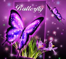 3D Neon Butterfly Theme poster