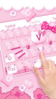 Розовая милая китти-клавиатура постер