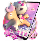 3D rosa lindo tema de gato icono