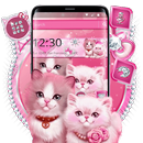 Thème FREE Pink Salmon Color Diamond Kittens APK