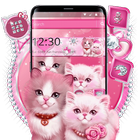 Thème FREE Pink Salmon Color Diamond Kittens icône