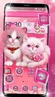 Thème FREE Pink Salmon Color Diamond Kittens Affiche