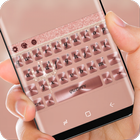 Pink Rose Gold Diamond Bow Keyboard Theme icono