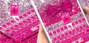 Pink Glitter Bow Keyboard Theme