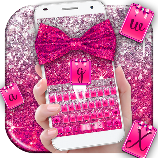 Pink Glitter Bow Keyboard Theme
