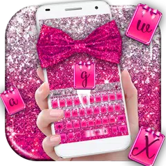 Baixar Pink Glitter Bow Keyboard Theme APK