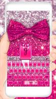 Pink Glitter Bow Keyboard Theme الملصق