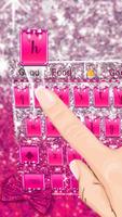 Pink Glitter Bow Keyboard Theme ảnh chụp màn hình 1