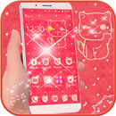 Cute Cat Theme Pink Little Love Bowknot Sparkly APK