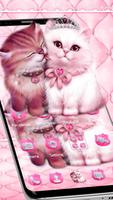 Poster Lovely Cute Pink Cat Theme