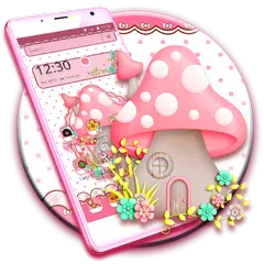 ピンクのキュートなキノコのテーマ アプリダウンロード