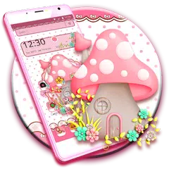 粉紅色可愛的蘑菇主題 APK 下載