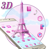 3D粉紅巴黎埃菲爾鐵塔 圖標