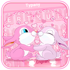 Romantic Pink Rabbit Keyboard Theme icône