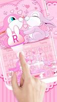 Romantic Pink Rabbit Keyboard Theme capture d'écran 1