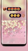 Pink Golden Heart Luxury Keyboard Theme পোস্টার