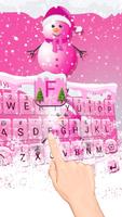 Cute Pink Snowman Typany Keyboard theme पोस्टर